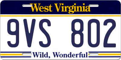 WV license plate 9VS802