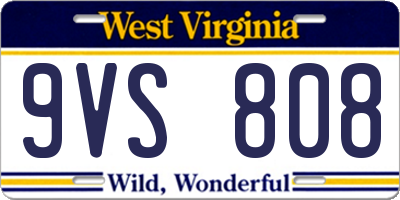 WV license plate 9VS808