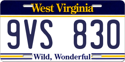 WV license plate 9VS830