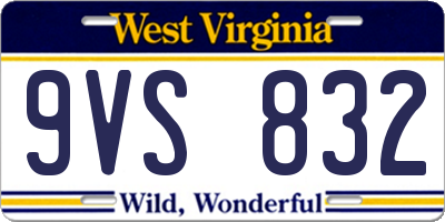 WV license plate 9VS832