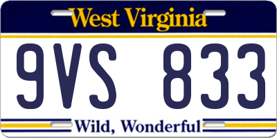 WV license plate 9VS833