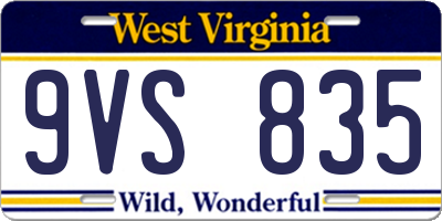 WV license plate 9VS835