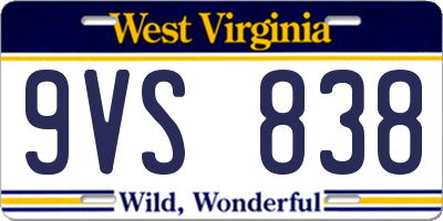 WV license plate 9VS838