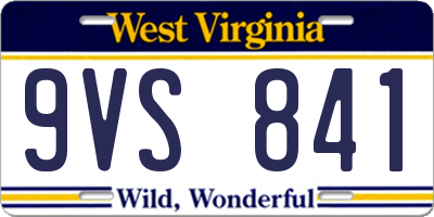 WV license plate 9VS841