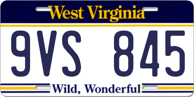 WV license plate 9VS845