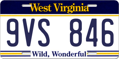 WV license plate 9VS846
