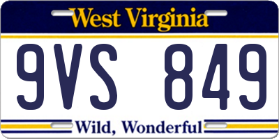 WV license plate 9VS849