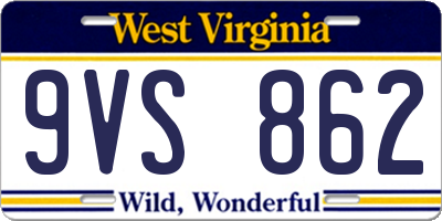 WV license plate 9VS862