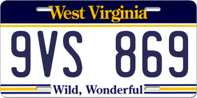 WV license plate 9VS869