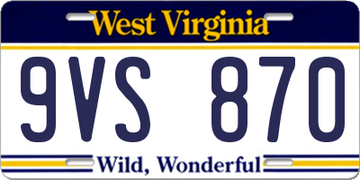 WV license plate 9VS870