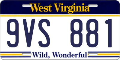 WV license plate 9VS881