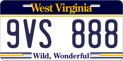 WV license plate 9VS888