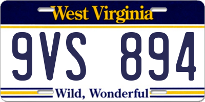 WV license plate 9VS894