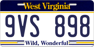 WV license plate 9VS898