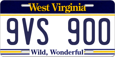 WV license plate 9VS900