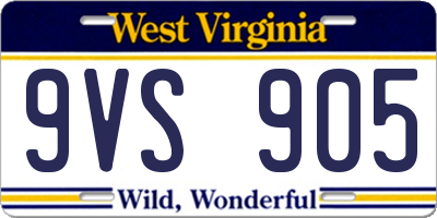 WV license plate 9VS905