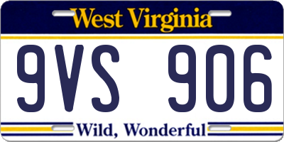 WV license plate 9VS906