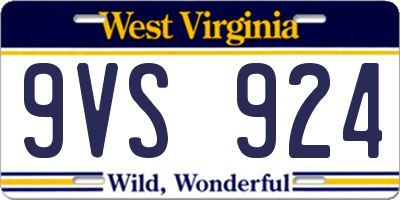 WV license plate 9VS924