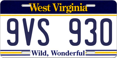 WV license plate 9VS930