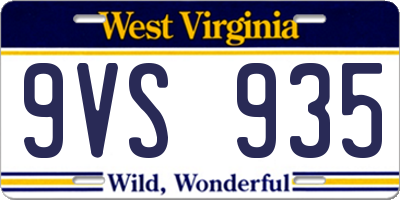 WV license plate 9VS935