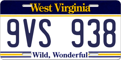 WV license plate 9VS938