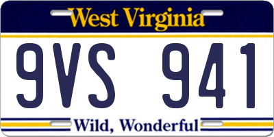 WV license plate 9VS941
