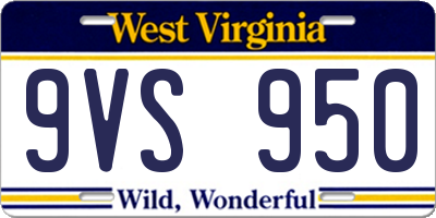 WV license plate 9VS950