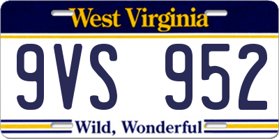 WV license plate 9VS952