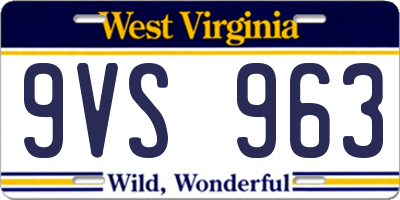 WV license plate 9VS963
