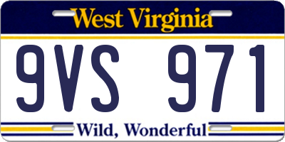 WV license plate 9VS971
