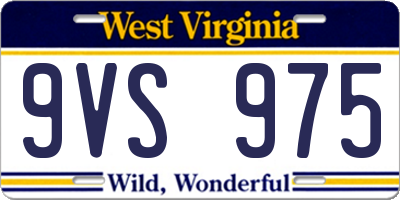 WV license plate 9VS975