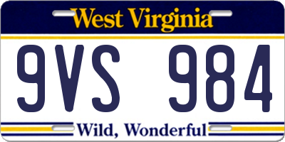 WV license plate 9VS984