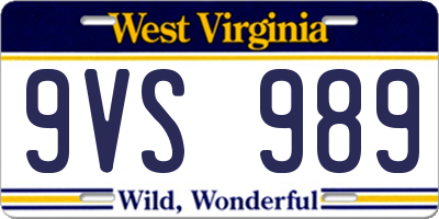 WV license plate 9VS989