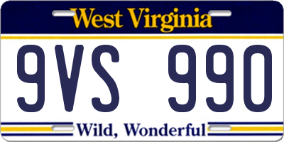 WV license plate 9VS990