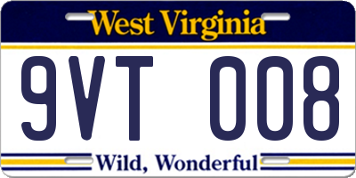 WV license plate 9VT008