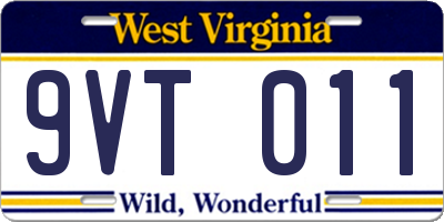 WV license plate 9VT011