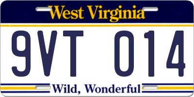 WV license plate 9VT014