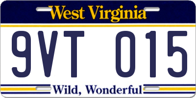 WV license plate 9VT015