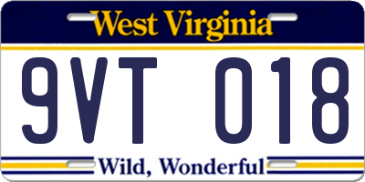 WV license plate 9VT018