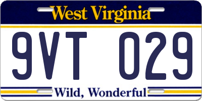 WV license plate 9VT029