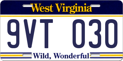 WV license plate 9VT030