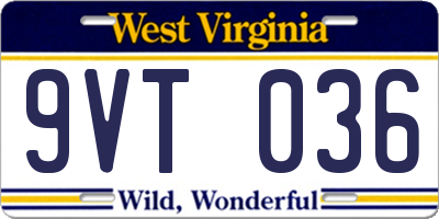 WV license plate 9VT036