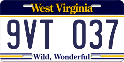 WV license plate 9VT037