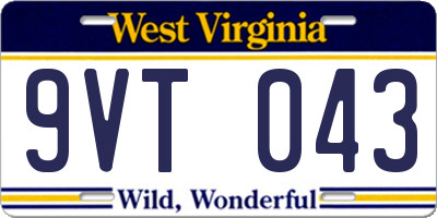 WV license plate 9VT043