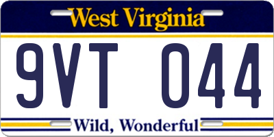 WV license plate 9VT044