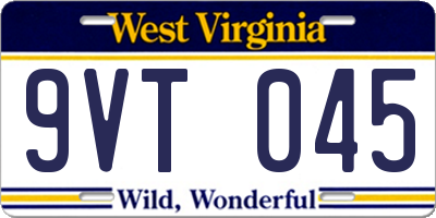 WV license plate 9VT045