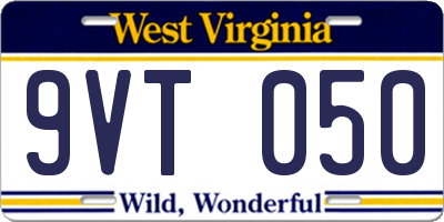 WV license plate 9VT050