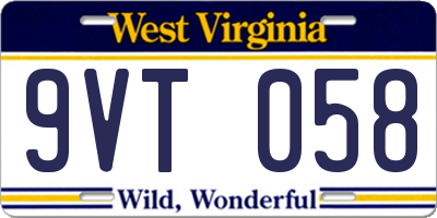 WV license plate 9VT058
