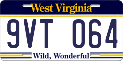 WV license plate 9VT064