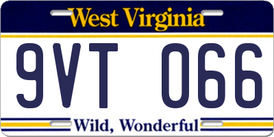 WV license plate 9VT066